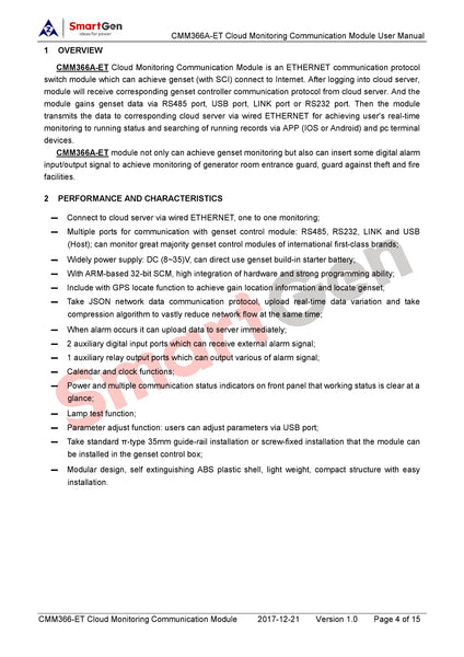 SmartGen CMM366A-ET Cloud Monitoring Communication Module