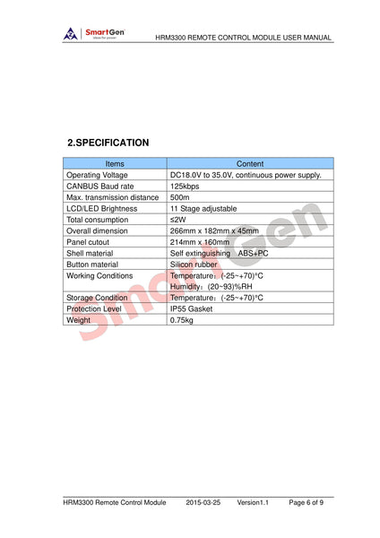 SmartGen HRM3300 Remote Control Module