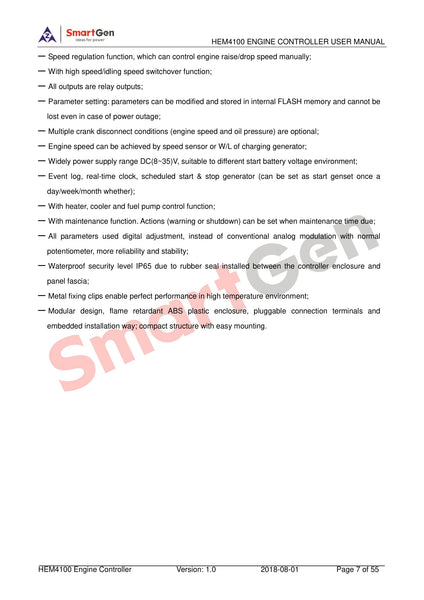 SmartGen HEM4100 Relay Speed Regulation Output Engine Controller