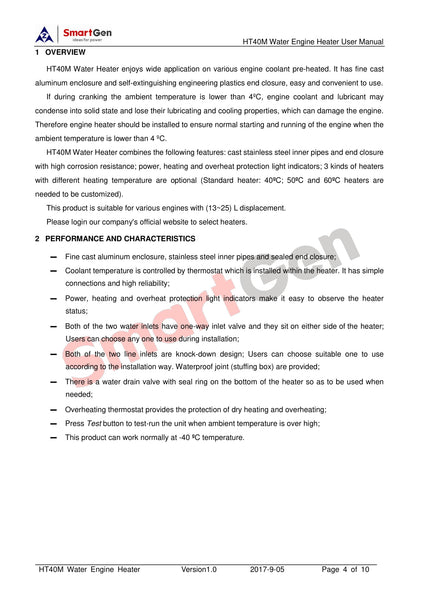 SmartGen HT40M Engine Heater, for various engine with (16.4~25) L displacement