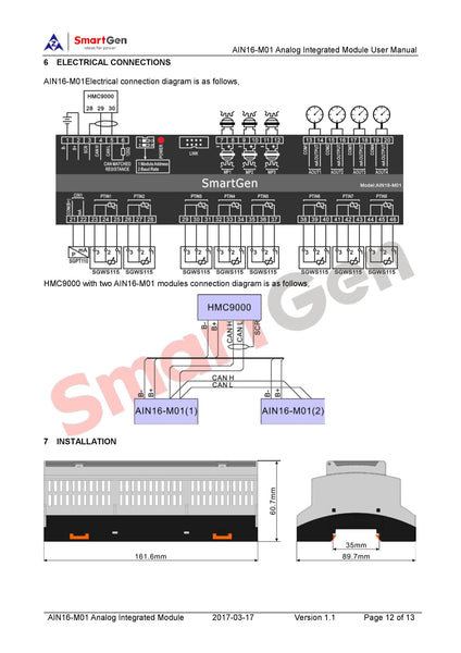 SmartGen AIN16-M01 Analog Input Module