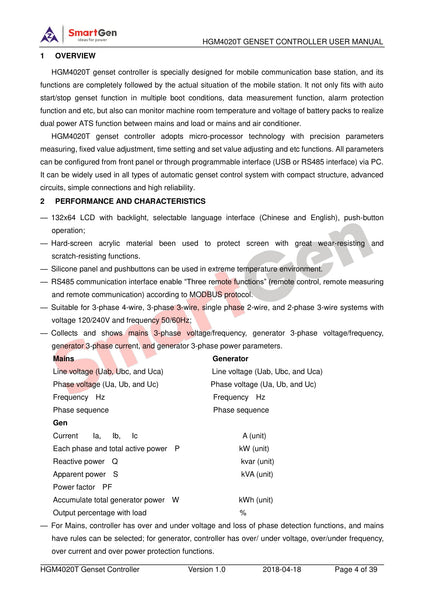 SmartGen HGM4020T Communication Base Station Controller