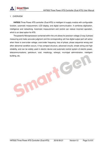 SmartGen HAT832 Three Power ATS controller