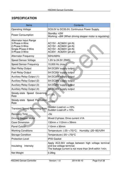 SmartGen HSC940 Gas Genset Controller