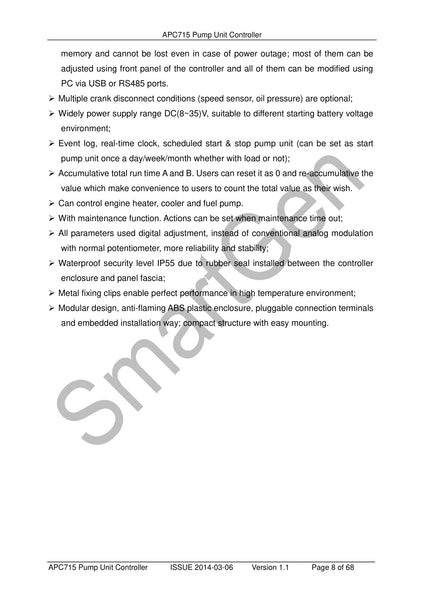 SmartGen APC715 Diesel Pump Controller