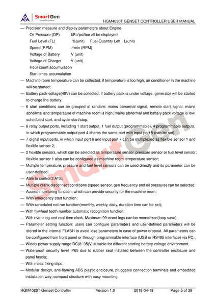 SmartGen HGM4020T Communication Base Station Controller