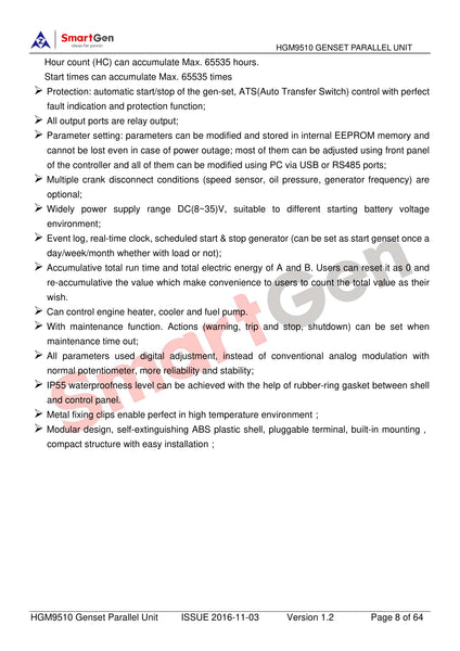 SmartGen HGM9510 Paralleled Controller