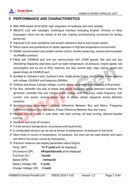SmartGen HGM9510 Paralleled Controller