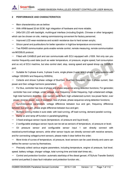 SmartGen HGM9510N Paralleled Controller