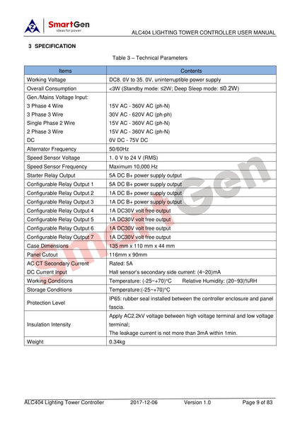 SmartGen ALC404 light tower Controller