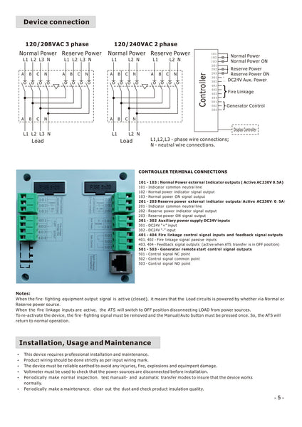 4PRO ATS-630A-4P-i Automatic Transfer Changeover Switch, 630A, 120/208V, 60Hz