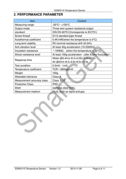 SmartGen SGWS115 Temperature sensor