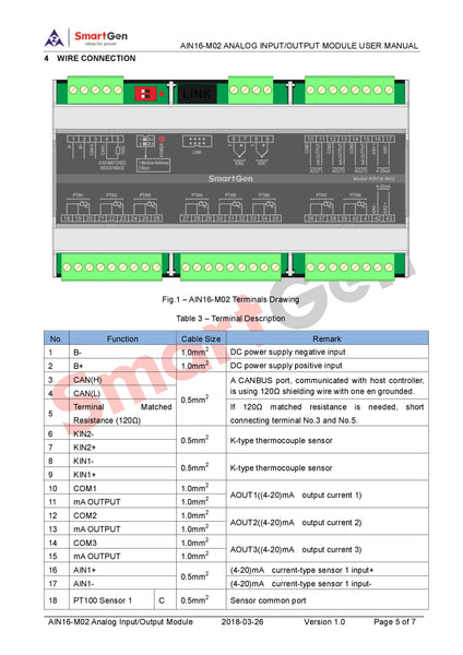 SmartGen AIN16-M02 Analog Input Module