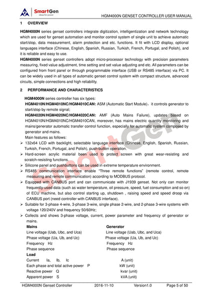 SmartGen HGM4020NC AMF Genset Controller