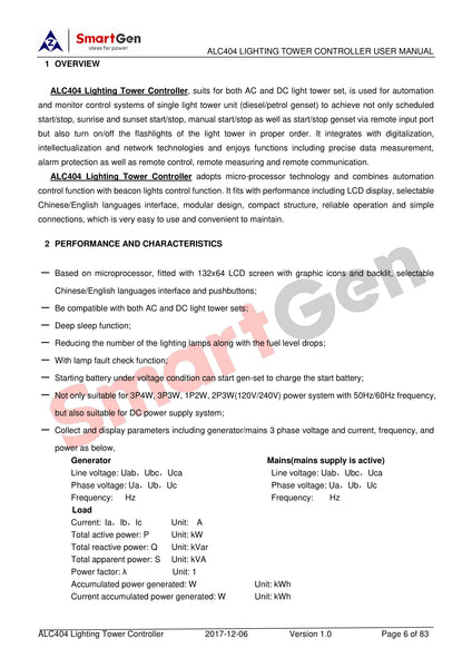 SmartGen ALC404 light tower Controller