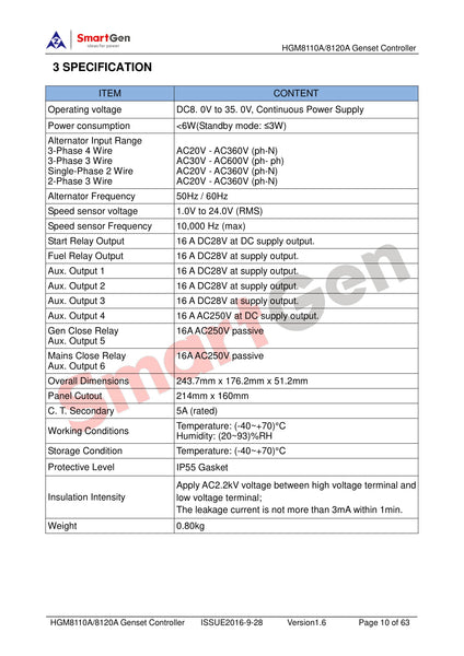 SmartGen HGM8120A Low Temperature Controller Genset Controller