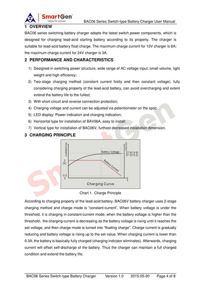 SMARTGEN BAC06A-24V Generator Battery Charger