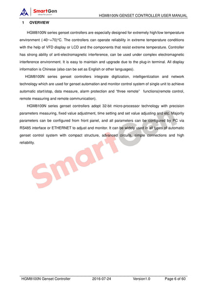 SmartGen HGM8110CAN Low Temperature Controller Genset Controller