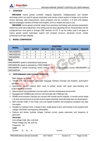 SmartGen HMC4000CAN Marine Genset Controller