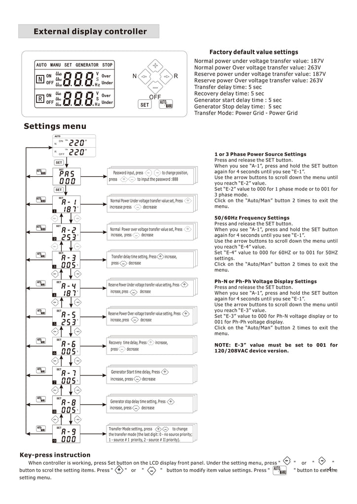 4PRO ATS-250A-4P-i Automatic Transfer Changeover Switch, 250A, 120/208 ...