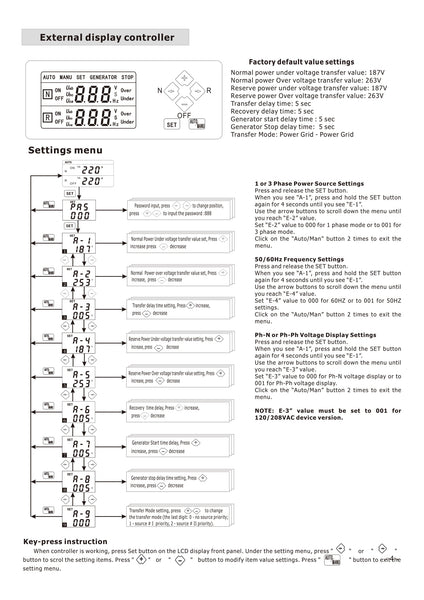 4PRO ATS-250A-4P-i Automatic Transfer Changeover Switch, 250A, 120/208V, 60Hz