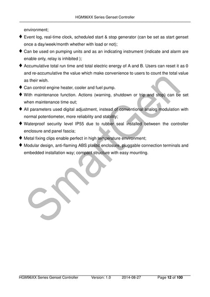 SmartGen HGM9610 Single Unit Self-start Genset Controller