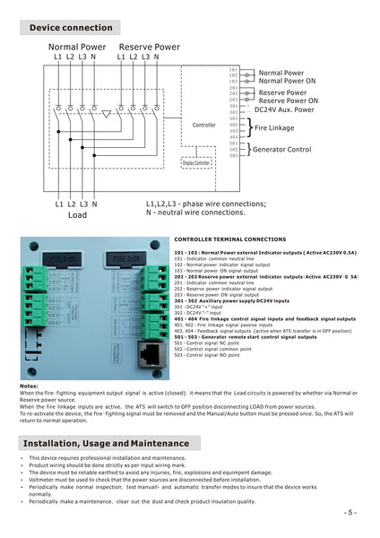 4PRO ATS-630A-4P-i Automatic Transfer Changeover Switch, 630A, 230/400V, 50Hz