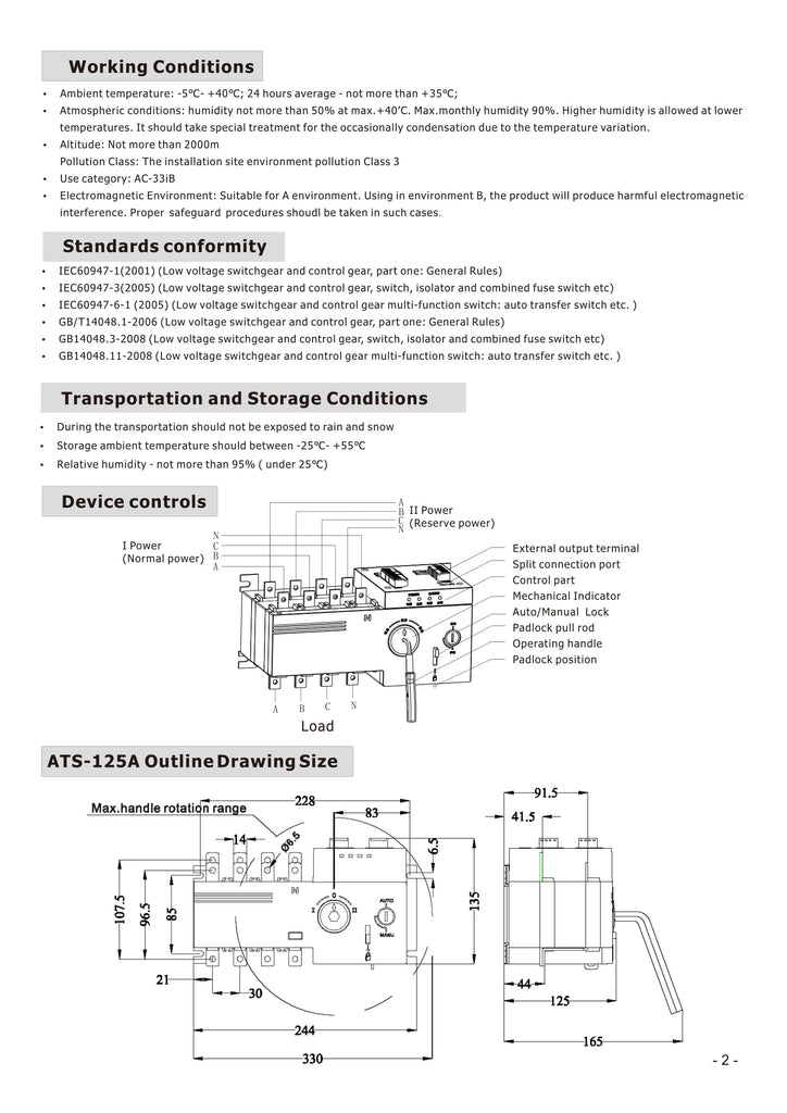 4PRO ATS-250A-4P-i Automatic Transfer Changeover Switch, 250A, 230/400 ...