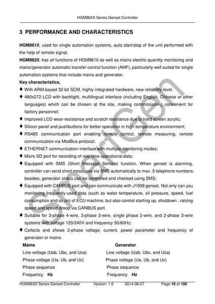 SmartGen HGM9610 Single Unit Self-start Genset Controller