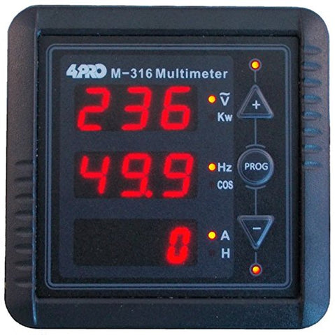 4PRO M-316 Digital Multimeter, 1 Ph, V/A/Hz/KW/COS/T, (67mm67mm), 85-265VAC 50/60Hz