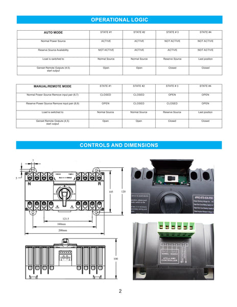 4PRO ATS-63A-4P-RSC 230V Automatic Changeover Switch 50-60Hz, 1-3 phase, 3 pos.