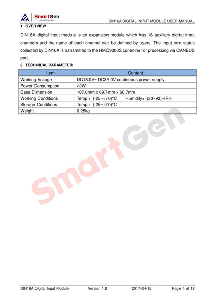 SmartGen DIN16A Digital Input Module