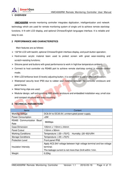 SmartGen HMC4000RM Remote Control Module