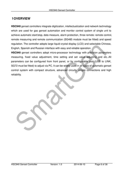 SmartGen HSC940 Gas Genset Controller