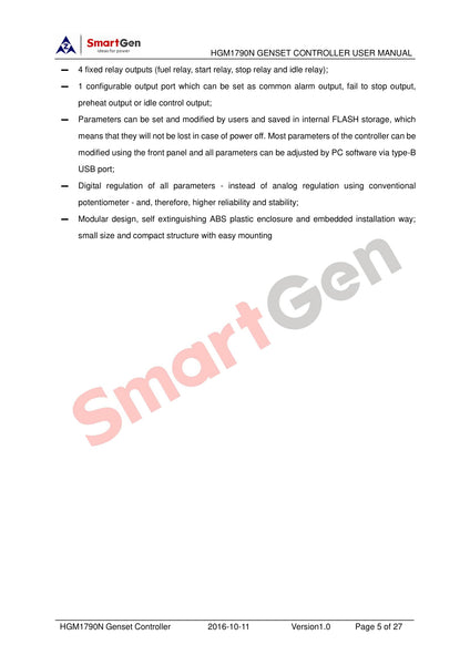 SMARTGEN HGM1790N Manual/Remote Start Generator/Pump Controller Module