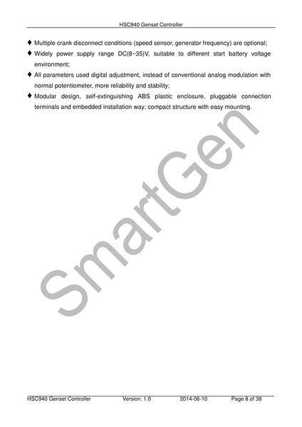 SmartGen HSC940 Gas Genset Controller