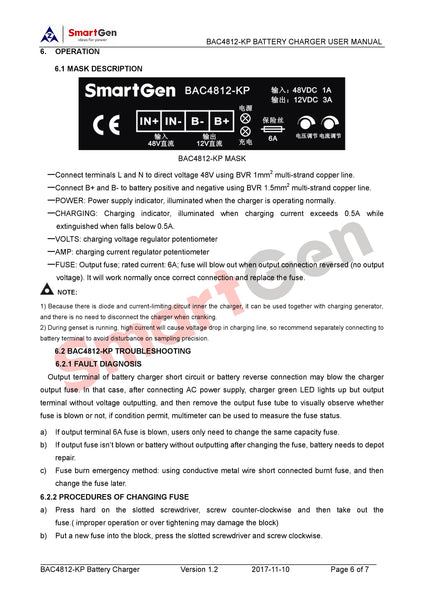 Cargador de batería SmartGen BAC4812-KP