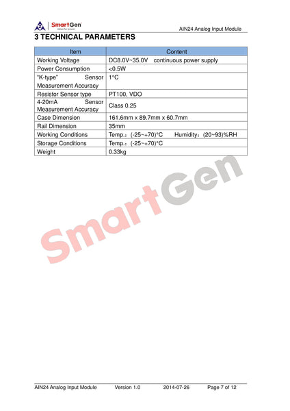 SmartGen AIN24 Analog Input Module
