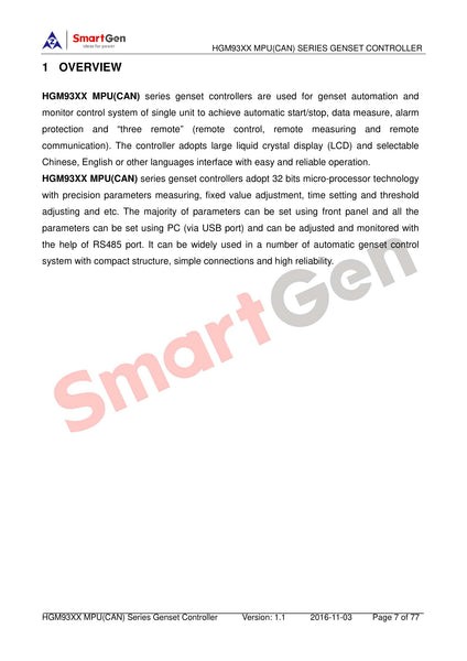 SmartGen HGM9310CAN Single Unit Self-start Genset Controller